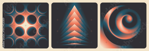 Set of Vector Gradient Illustrations with Abstract Shapes and Vintage Colors