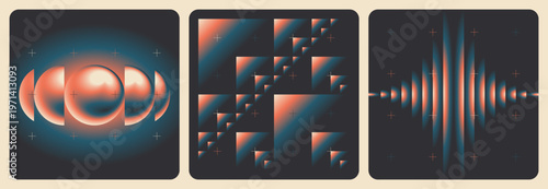 Set of Vector Gradient Illustrations with Abstract Shapes and Vintage Colors
