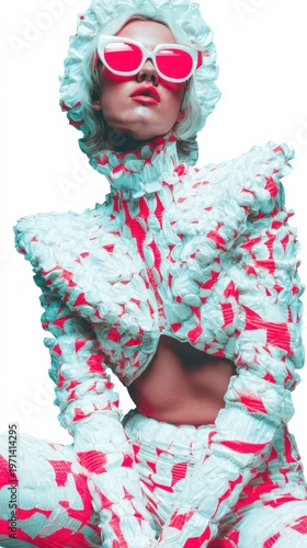 Bold Fashion Statement Featuring Woman in Vibrant Colorful Outfit