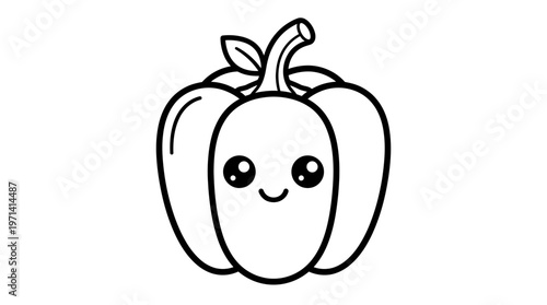 Smiling Cartoon Bell Pepper Illustration.