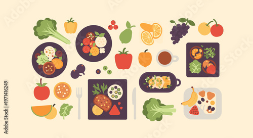 A colorful illustration of fresh fruit on a light background, perfect for healthy food or nutrition concepts.