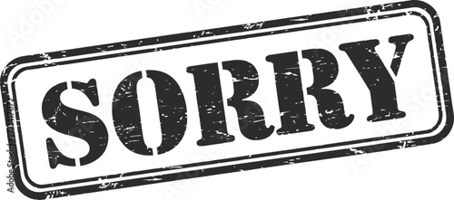 Grunge stamp the word 'sorry' in black