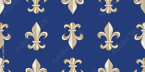 Medieval lily, Fleur de Lis, seamless pattern, vector background, paper, wallpaper, fabric, wrapper