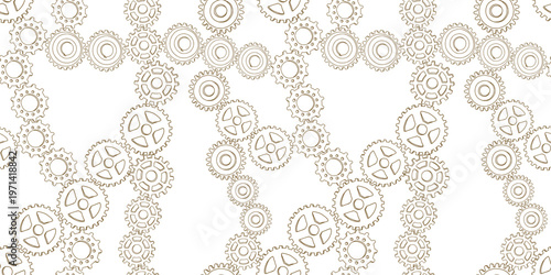Gearing wheels outlines, seamless pattern, machinery part, vector background, paper, wallpaper