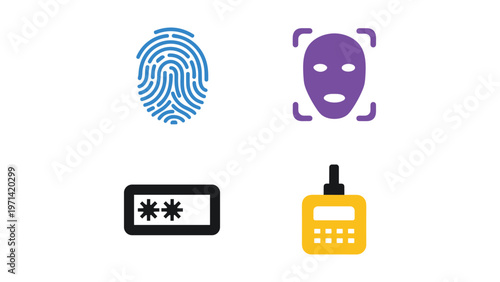 Various biometric and security authentication icons displayed together