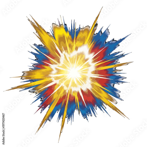 Explosion of bright light and color radiating outwards