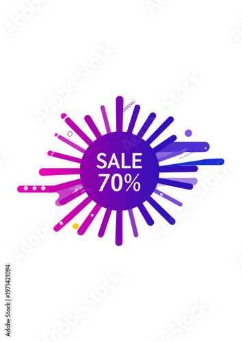  Etiqueta circular con efecto radial destacando gran descuento.
