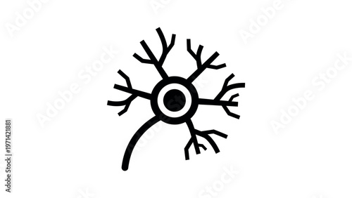 Black neuron cell on white background