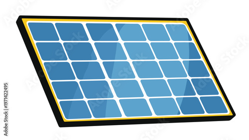 Modern blue solar panel cell for renewable energy production and sustainable environment technology on white.