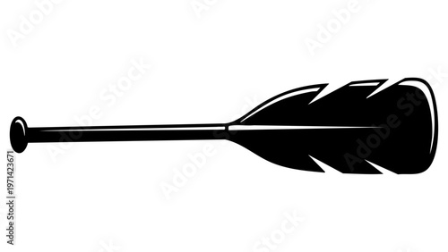 Stylized Black Vector Silhouette Of A Rowing Oar Boat Paddle