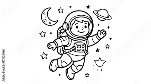 Smiling Astronaut in Space Suit.