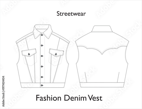 Woman Streetwear Fashion Woven Denim Vest