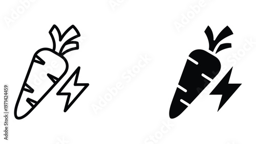 Electric carrots with lightning bolts symbolizing energy or power