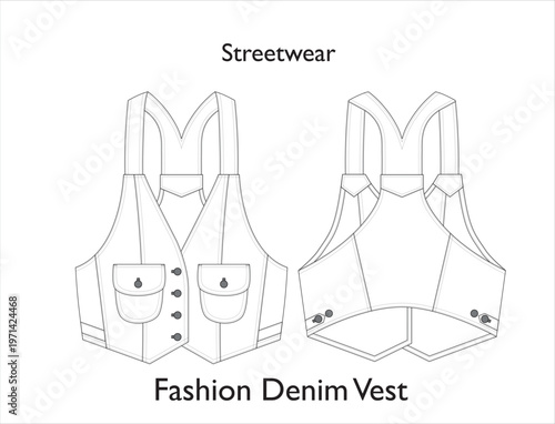 Woman Streetwear Fashion Denim Vest