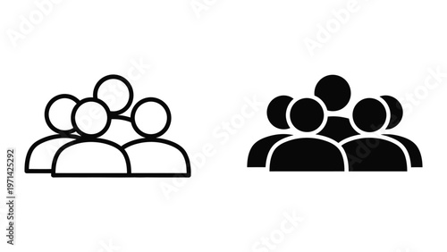Contrast between anonymous and identified group of people icons