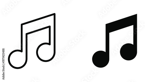 Black and white musical notes icons representing different rhythmic values