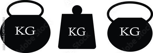 Weight icon set. Mass and measurement symbols. Scale sign. Heavy and load balance designDumbbel icon set. Gym and fitness symbols. Weight sign.