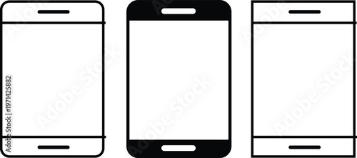 Phone icon set. Call and communication symbols. Telephone sign. Contact and mobile app design. Mobile icon pack. Calling and talking symbols. 