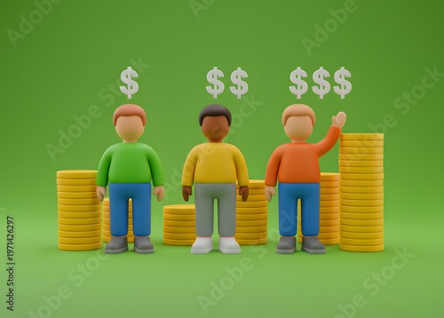 People and their income levels. Comparison of financial well-being. Social research. Demographic analysis of economic inequality, income gaps, and wealth distribution.