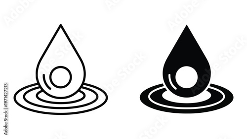 Contrast between a simple and a bold water droplet icon design