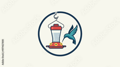 Hummingbird Feeder In A Circular Frame