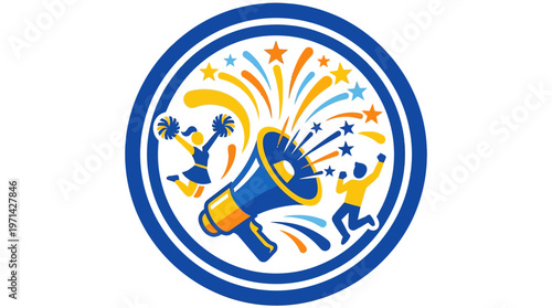 Cheerleading and Celebration Logo with Megaphone