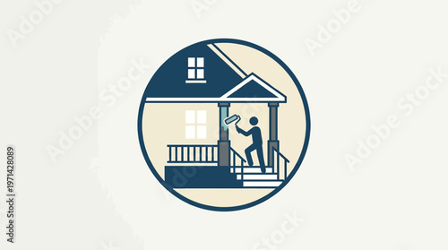 Home Improvement Icon Man Painting the Porch