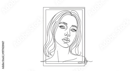 line drawing portrait of a woman, stylized illustration, sketch of a face, simple expressive outline, black and white sketch, editorial illustration