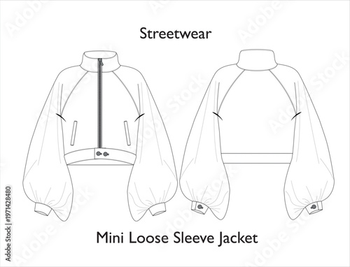 Woman Streetwear Mini Loose Sleeve Jacket