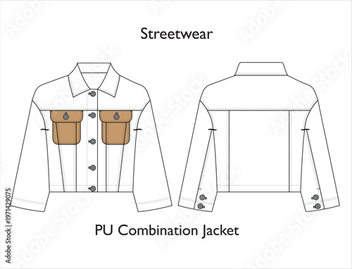 Woman PU Combination Streetwear Jacket