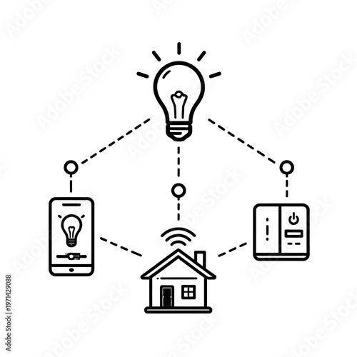 Modern connected living concept through an intuitive smart home network, linking intelligent devices, mobile interfaces, and automation for enhanced comfort and efficiency