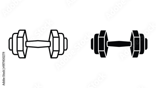 Comparison of traditional and hexagonal dumbbell designs in black and white illustration