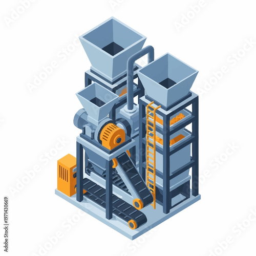 Cuadro en lienzo Industrial Shredder Machine with Conveyor System.