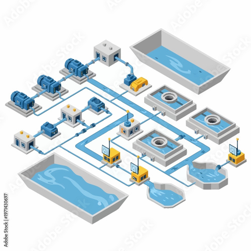Industrial Water Treatment System Schematic Diagram.