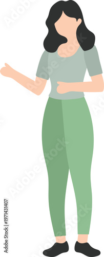 Woman Standing with Hand Gesturing Illustration