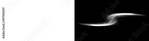 PNG image of Glowing abstract light trail with dynamic speed lines and bright sparkling particles flowing elegantly across a smooth on transparent background