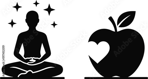 Mindful meditation with a focus on healthy eating and balance