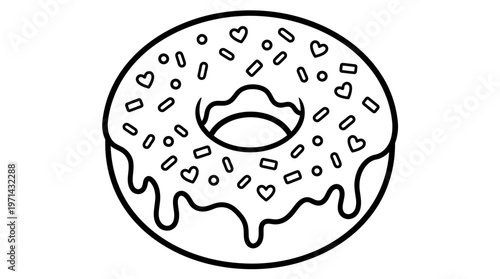 Donut with heart shaped sprinkles sweet.