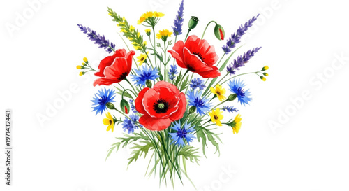 Watercolor wildflower bouquet a vibrant and delicate floral arrangement