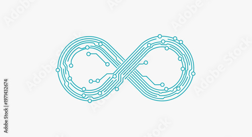 Teal infinity symbol with lines.