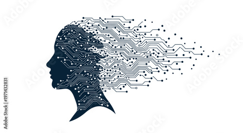 Digital Human Brain with Circuitry.