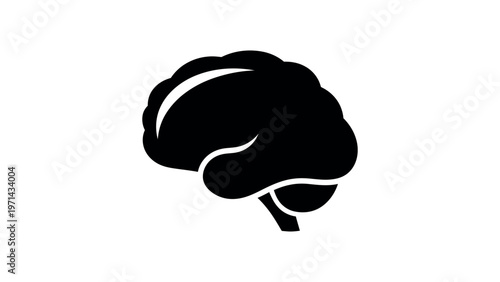 Black silhouette of human brain anatomy