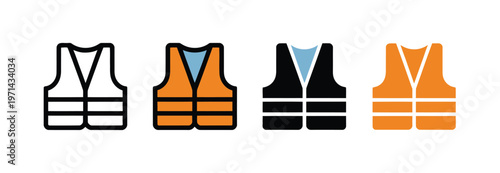 Reflective safety vest icon vector high-visibility construction jacket symbol for industrial protective equipment workwear illustration