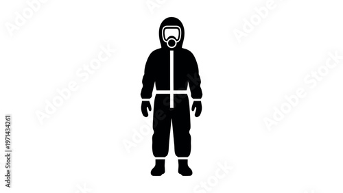 Person wearing hazmat suit symbol protection