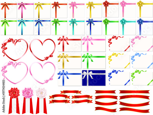 Colorful assortment of gift wrapping decorations and embellishments