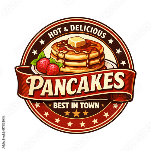 Pancake logo vector illustration template. Simple design letter in circle