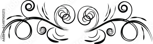 Abstract black and white tattoo design featuring a tribal snail shell spiral with floral nature elements and vector swirl patterns