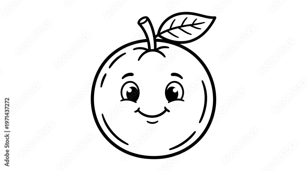 Obraz premium Smiling Cartoon Apple Face Closeup.