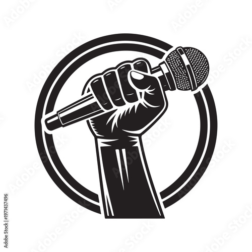 hand holding a microphone vector