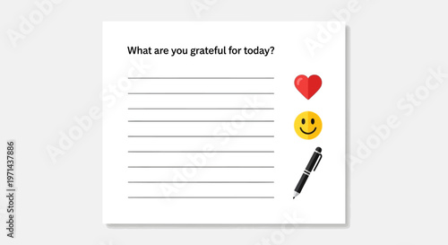 Gratitude journal page with heart smiley pen